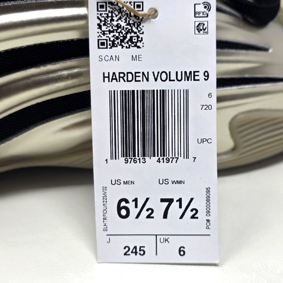 Adidas Harden Volume 9 Cyber Metallic Black Basketball JR2506 Mens Size 6.5 New main image 11